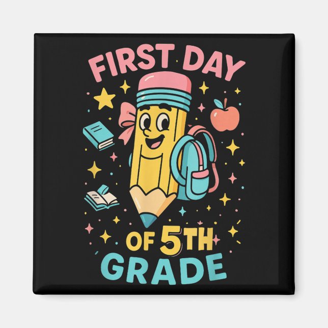 Back To School 5th Grade First Day Cute Pencil  Magnet (Front)