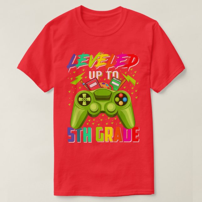 Back To School 5th Grade Gamer Levelled Up To Fift T-Shirt (Design Front)