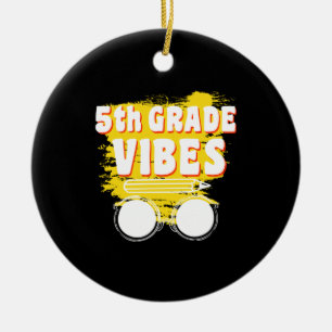 Back To School 5th Grade Vibes Shirt First Day Kid Ceramic Tree Decoration