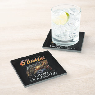 Back to School 6th Grade Boys First Day School Glass Coaster