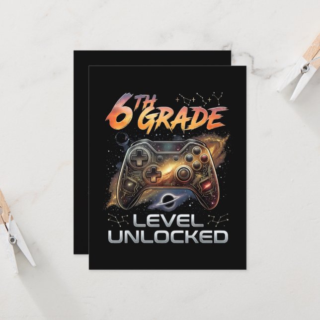Back to School 6th Grade Gamer First Day School Invitation (Front/Back In Situ)