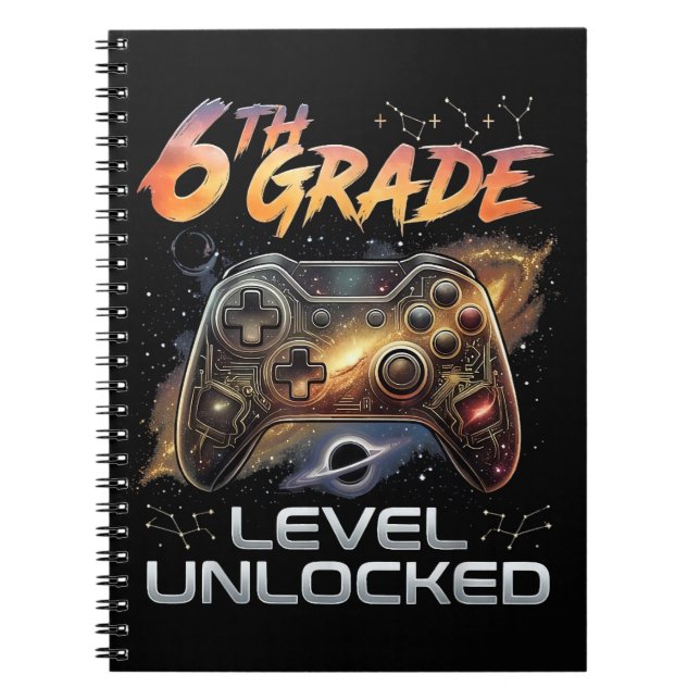 Back to School 6th Grade Gamer First Day School Notebook (Front)