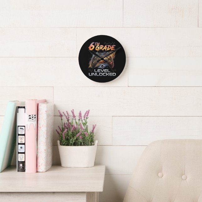 Back to School 6th Grade Gamer First Day School Round Clock (Reading Room)