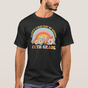 Back To School 6th Grade Retro Groovy Rainbow Teac T-Shirt
