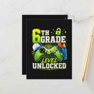 Back to School 6th Sixth Grade Level Unlocked Holiday Postcard