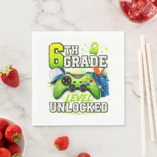 Back to School 6th Sixth Grade Level Unlocked Napkin