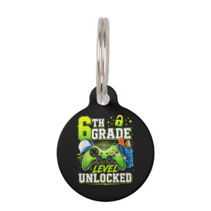 Back to School 6th Sixth Grade Level Unlocked Pet Tag
