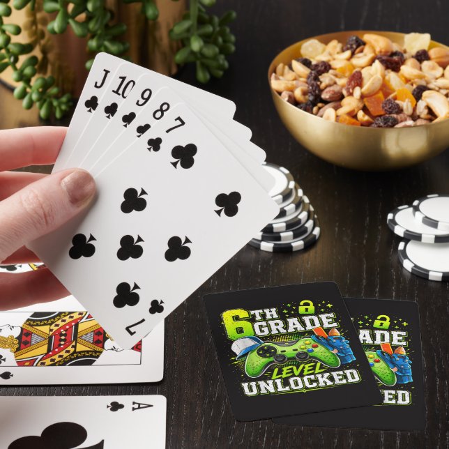 Back to School 6th Sixth Grade Level Unlocked Playing Cards (In Situ)
