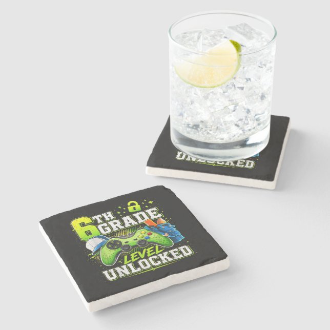 Back to School 6th Sixth Grade Level Unlocked Stone Coaster (Side)