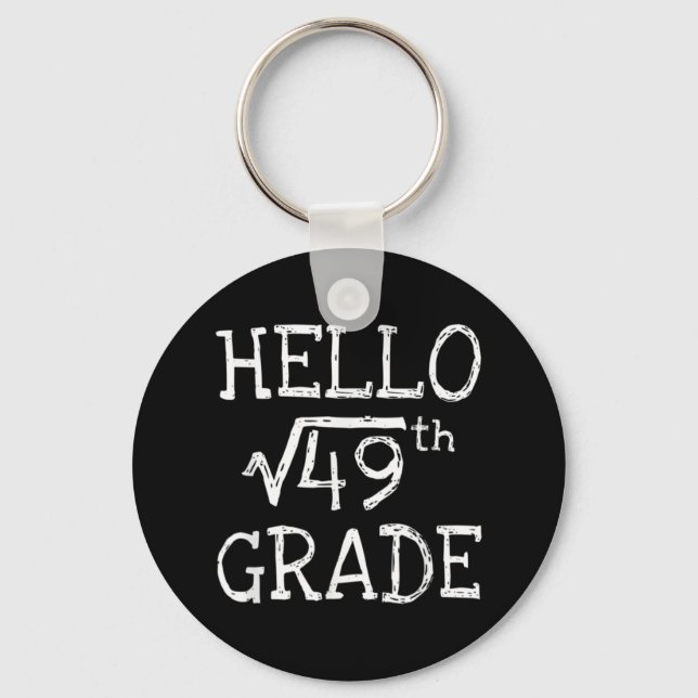 Back To School 7th Grade Square Root Of 49 Math Te Key Ring (Front)