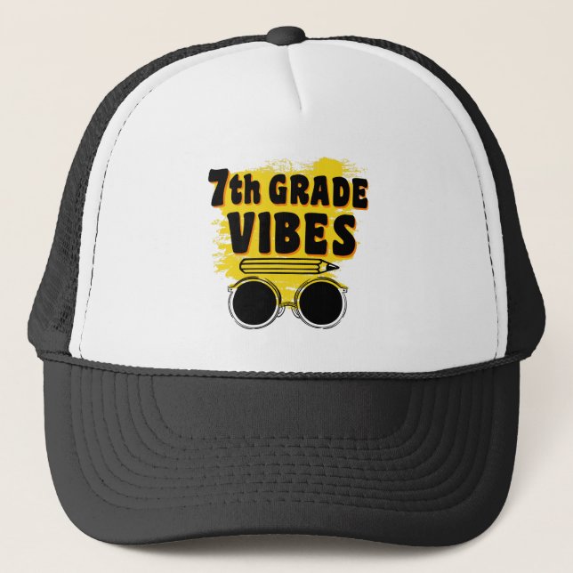 Back To School 7th Grade Vibes Shirt First Day Kid Trucker Hat (Front)