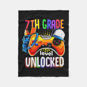 Back To School 7th Seventh Grade Level Unlocked Fleece Blanket