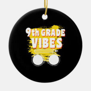 Back To School 9th Grade Vibes Shirt First Day Kid Ceramic Tree Decoration