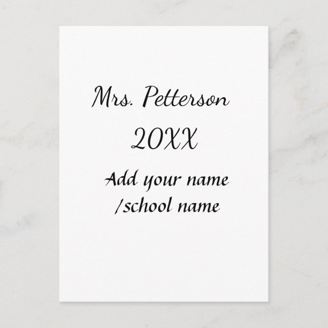 Back to school add teacher name year school name  postcard (Front)