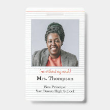 Back to School Administrator ID Badge with photo