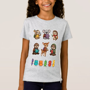 Back to School Animal Squad PNG Cute Kawaii Kids T-Shirt