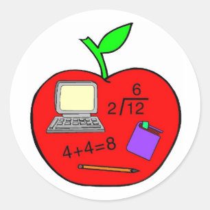 Back To School Apple Classic Round Sticker