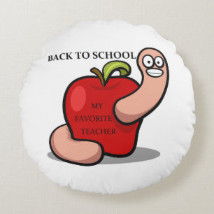"BACK TO SCHOOL" APPLE ROUND CUSHION