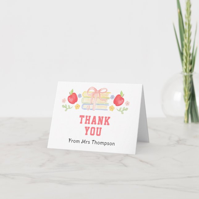 Back to School | Apples and Books | Thank You Card (Front)
