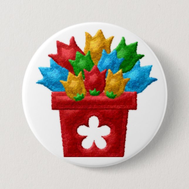 Back to School, Backpack Pins buttons Flower Pot (Front)