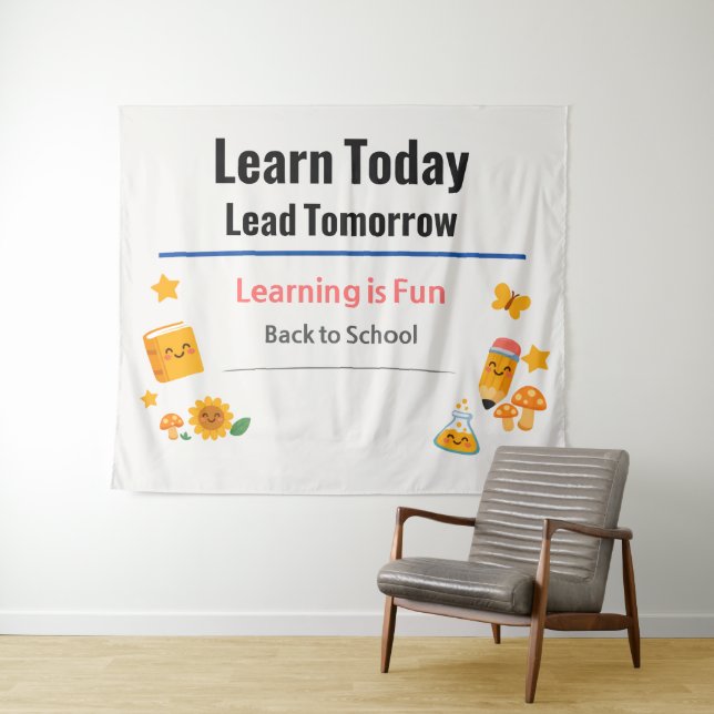 Back to School Banner Classroom Decor | Teacher Ba Tapestry (In Situ (Horizontal))