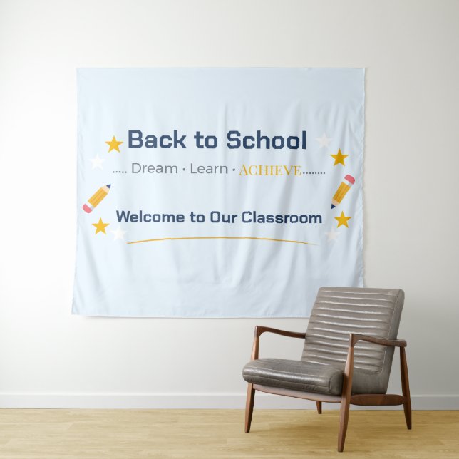 Back to School Banner Classroom Decor Teacher Bann Tapestry (In Situ (Horizontal))