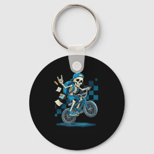 Back To School Biker Skeleton Riding Bmx Bike Ride Key Ring