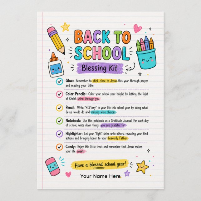 Back to School blessing kit Invitation (Front)