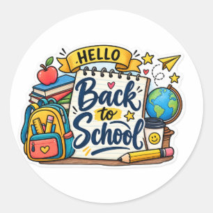 Back to School Bookplate Sticker Cute School