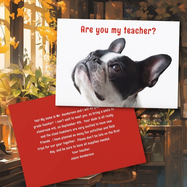 Back to School Boston Terrier Welcome Cards (Creator Uploaded)