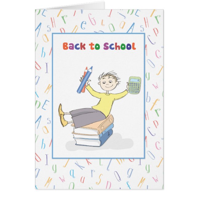 Back to School Boy With Books and Pencils (Front)