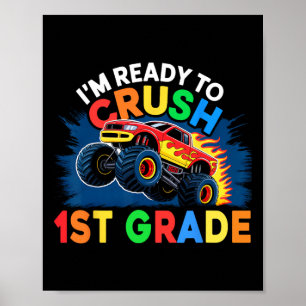Back To School Boys First Day Of 1st Grade Monster Poster