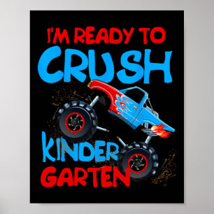 Back To School Boys First Day Of Kindergarten Mons Poster