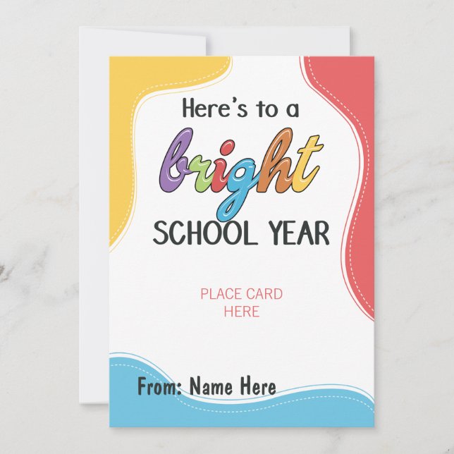 Back to School Bright School Year Gift Card Holder (Front)