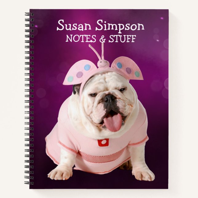 Back to school Bulldog in a costume Notebook (Front)