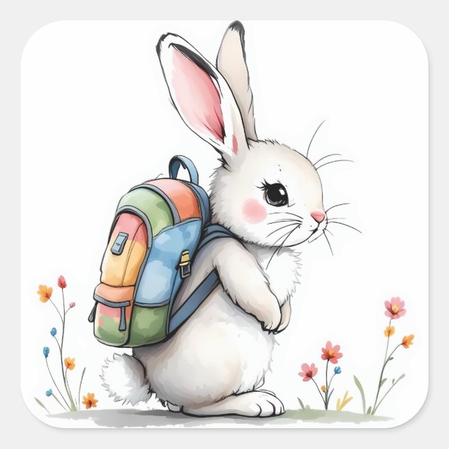 Back To School Bunny Sticker (Front)