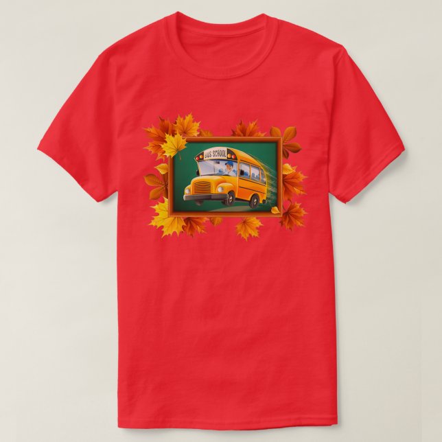 Back to School Bus on Black T-Shirt (Design Front)