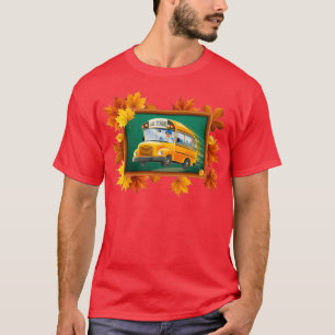 Back to School Bus on Black T-Shirt