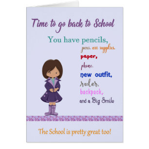 Back to School Card, Young Girl Illustration