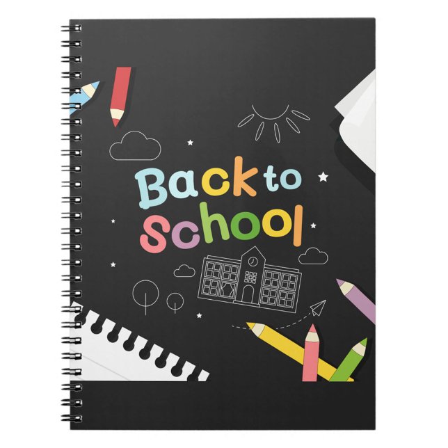 Back To School Chalk Board Notebook (Organize your day with a custom notebook! Made with your images and text on the front cover!)