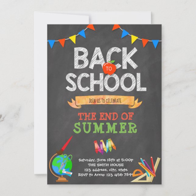 Back to school chalkboard invitation (Front)