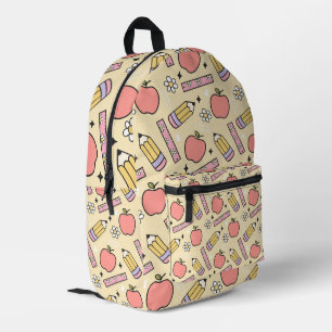 Back-to-School Charm with Apple & Pencil Printed Backpack
