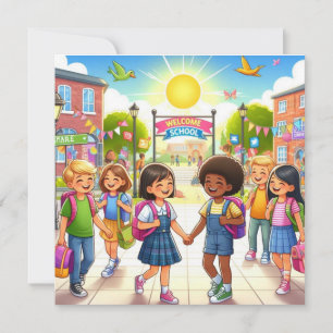 Back to school children holiday card