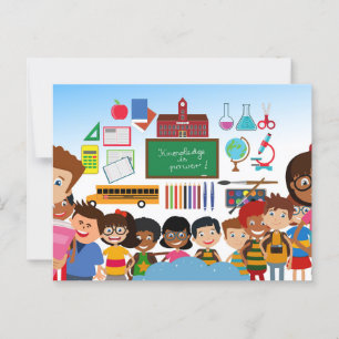Back to school children postcard