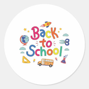 Back to school classic round sticker