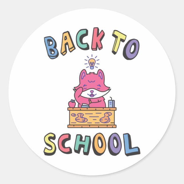Back to school classic round sticker (Front)