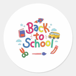 Back to school classic round sticker
