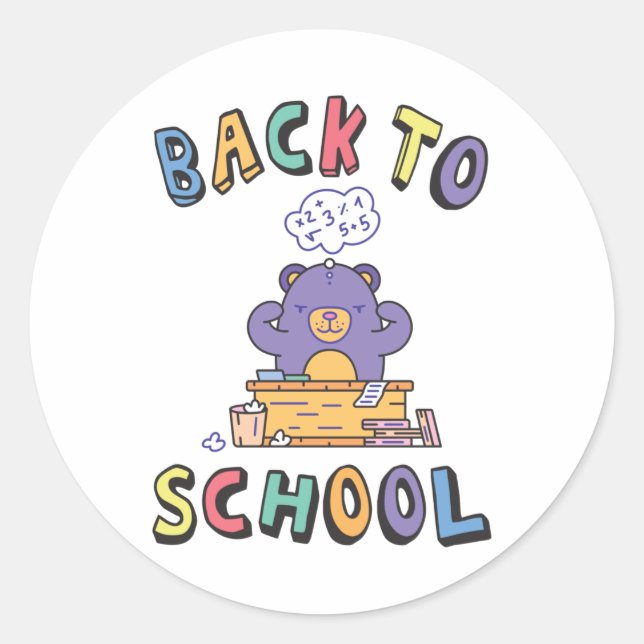 Back to school classic round sticker (Front)