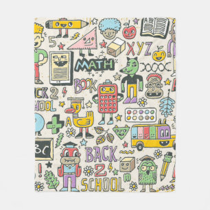 Back to school colorful doodle set 2. Hand drawn i Fleece Blanket