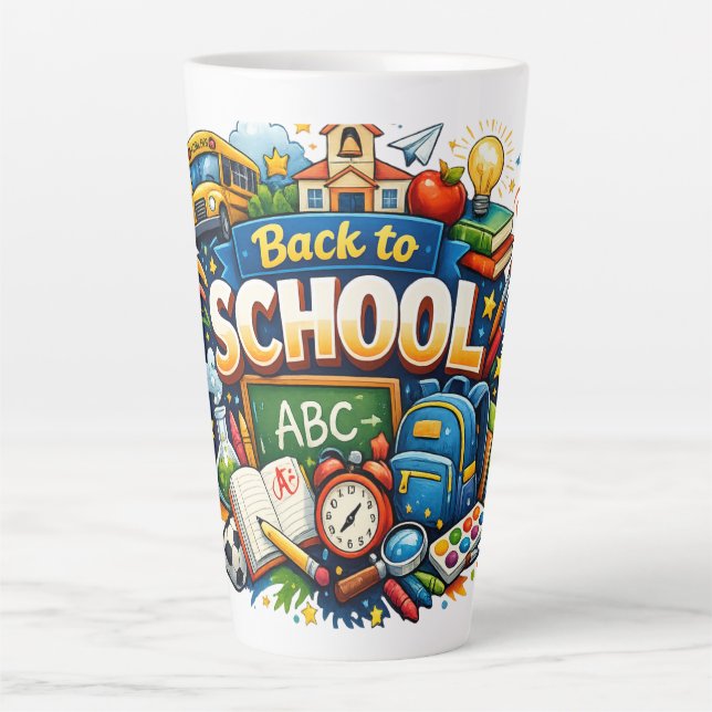  Back to School Colorful Illustration  Latte Mug (Front)
